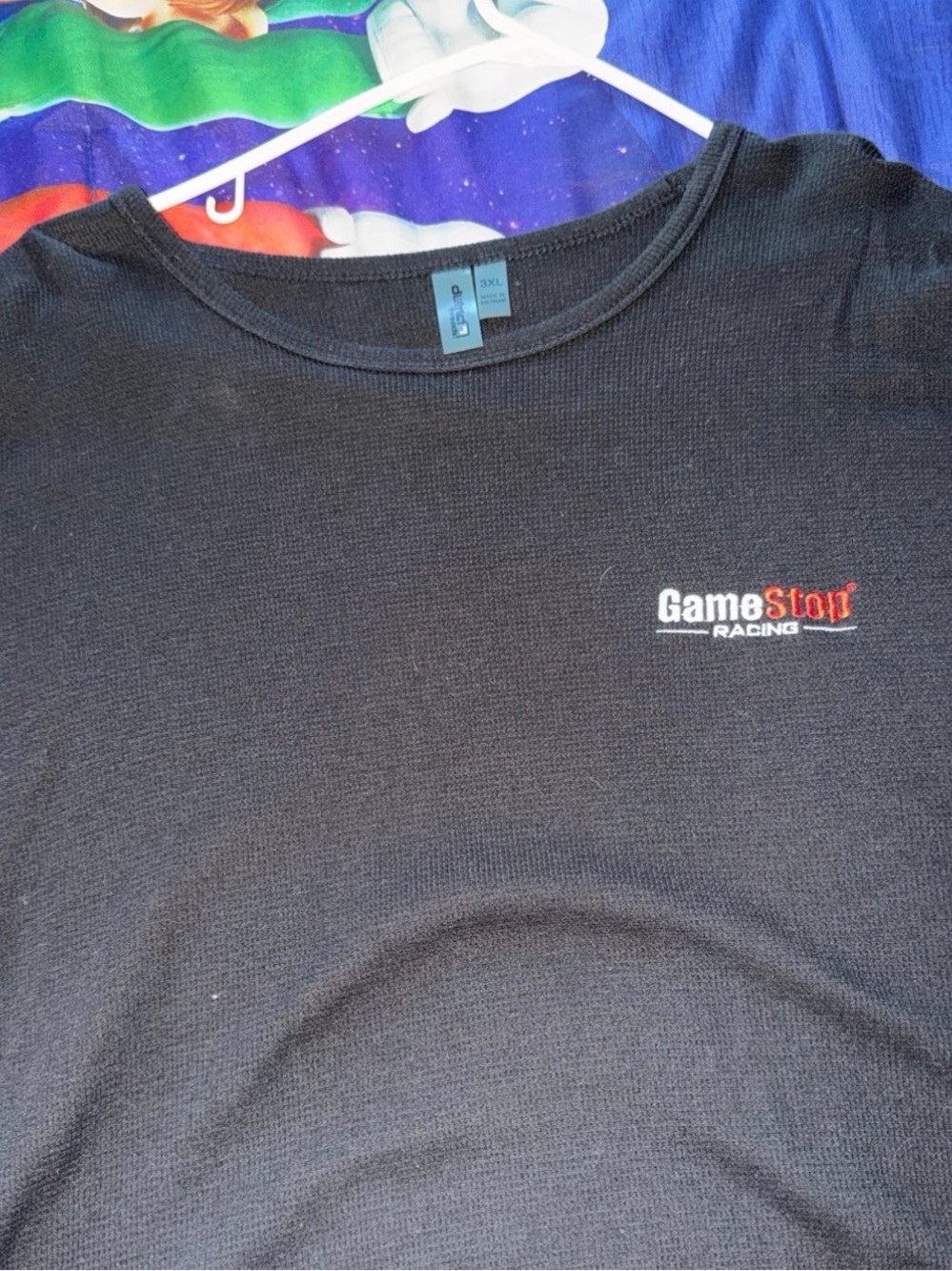 Gildan Black Crewneck Shirt with White and Red GameStop Racing Logo